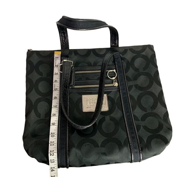 COACH Poppy Black Special Edition Signature Canvas Tote - Picture 8 of 9